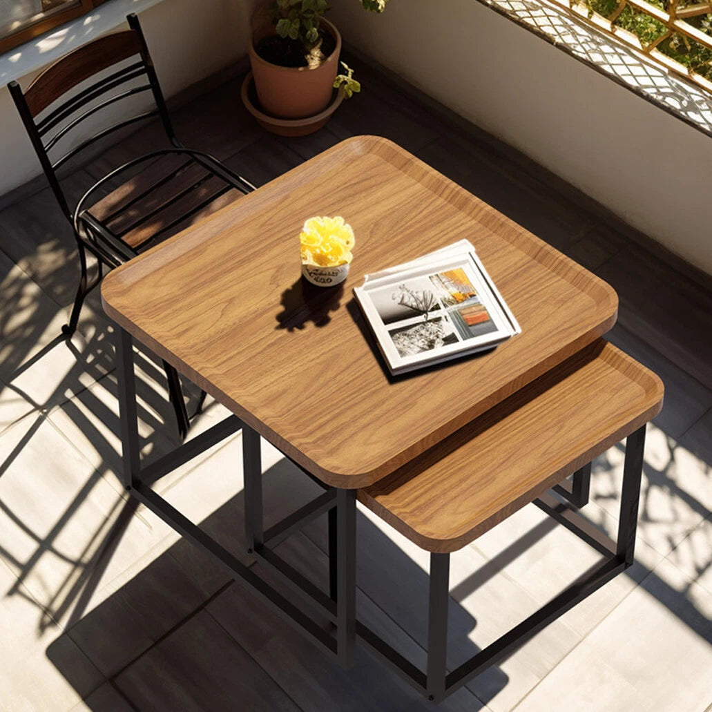 Drop-Shaped Wooden Coffee Table Set 2-in-1
