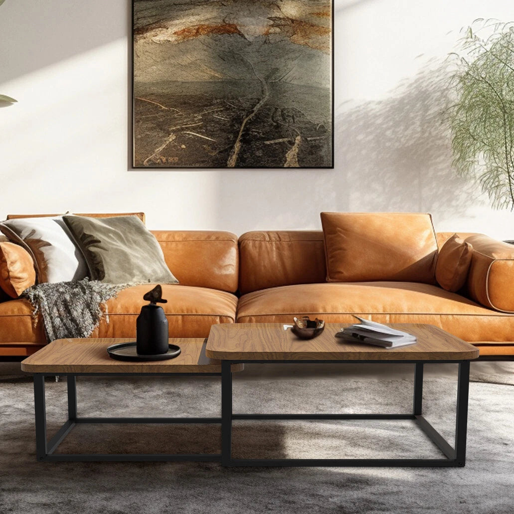 Drop-Shaped Wooden Coffee Table Set 2-in-1