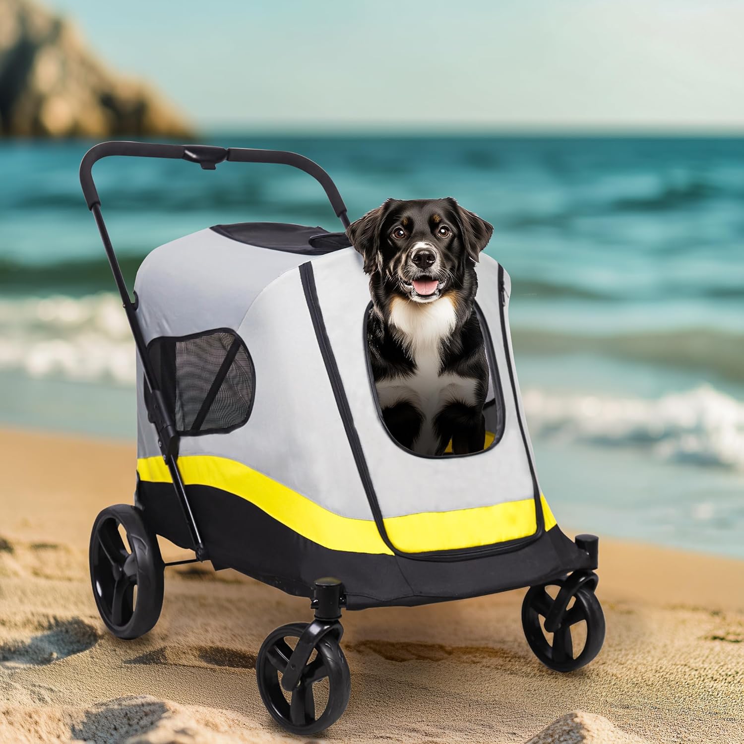 Foldable Dog Stroller Lightweight Portable Travel Carrier with Durable Frame for Small to Medium Dogs
