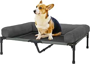 Bolster Dog Cot Elevated Bed with Supportive Sides, Breathable Mesh for Cooling Comfort and Durability