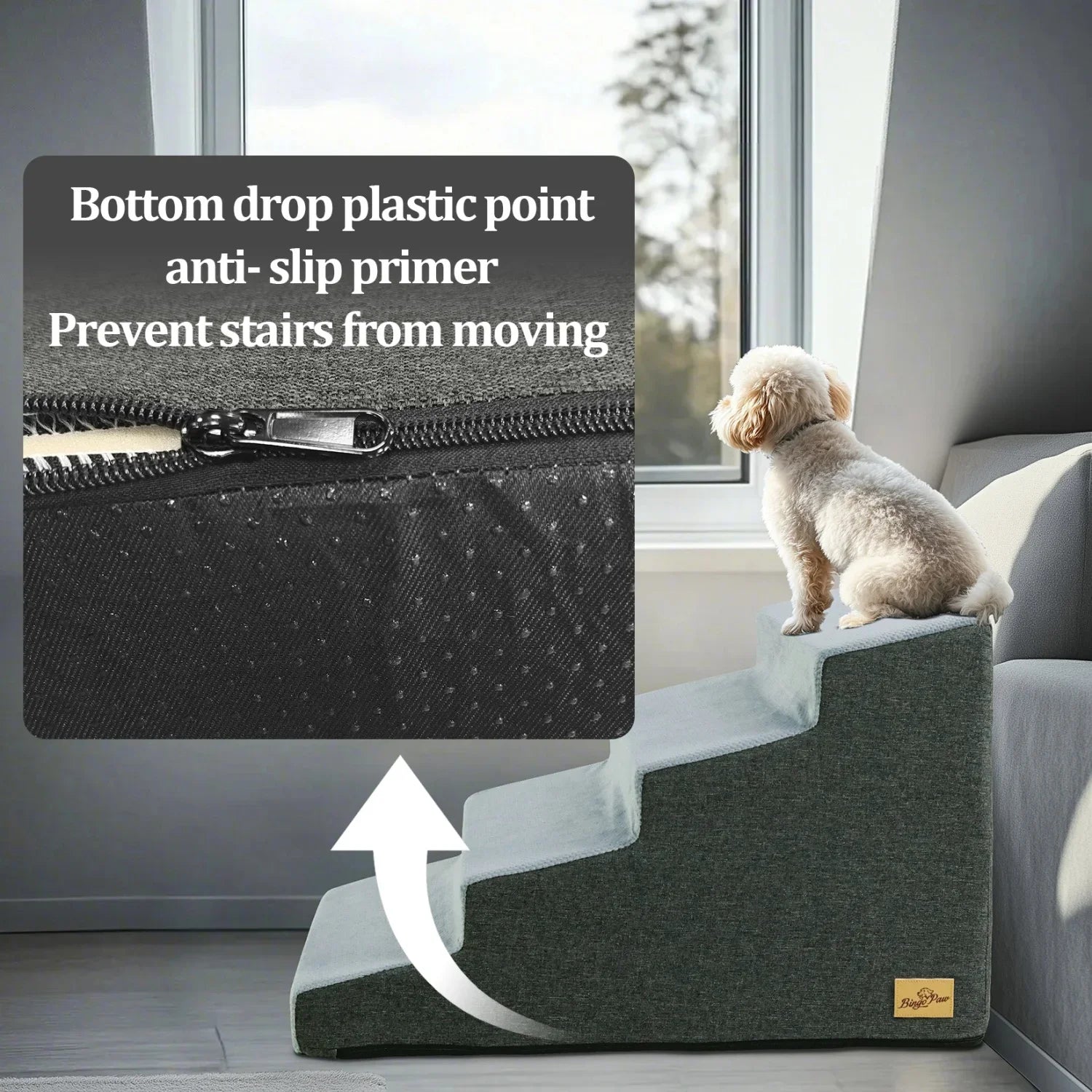 High Density Foam Dog Stairs and Ramps for High Beds and Sofas, Non-Slip Pet Steps with Sofa Bed Ladder Design