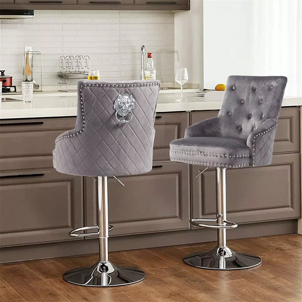 Luxury Velvet Swivel Bar Stool