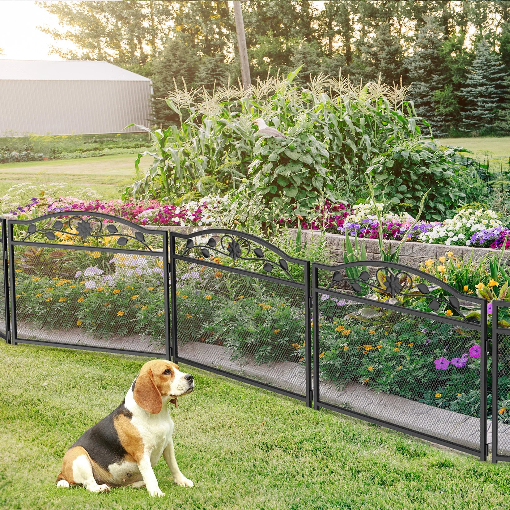 Black Metal Garden Fence Durable Stylish Outdoor Barrier for Yard and Landscaping