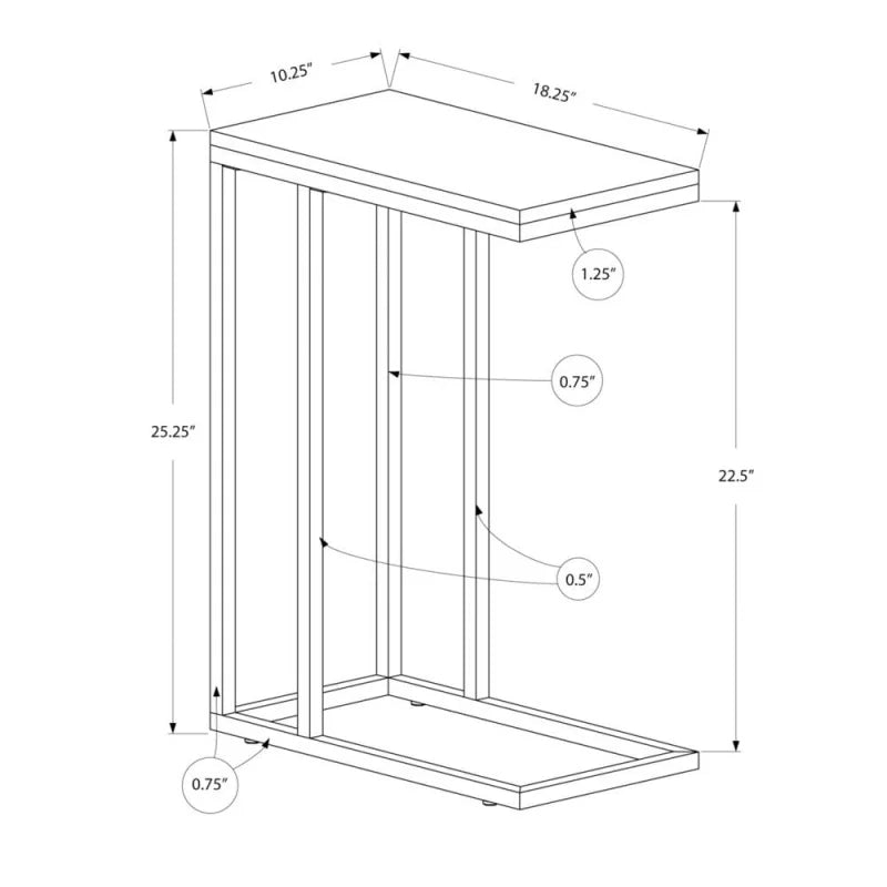 Modern C-Shaped Accent Table Minimalist Design with Sturdy Metal Frame for Living Room and Office