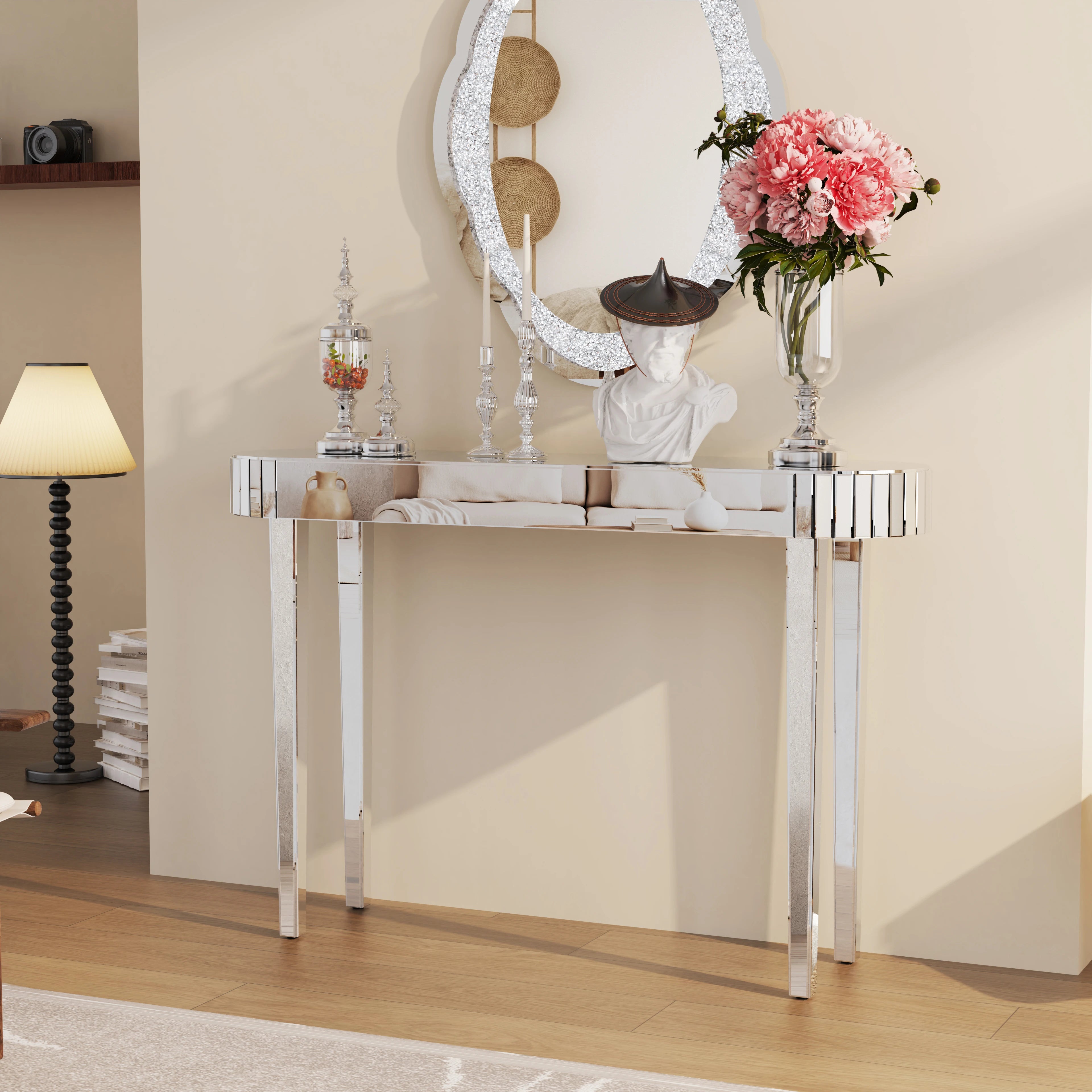 Silver Mirrored Console Table