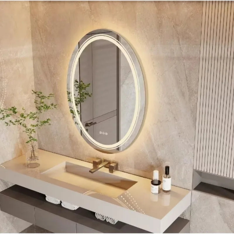 Oval LED Bathroom Mirror Modern Design with Energy-Efficient Lighting and Anti-Fog Feature