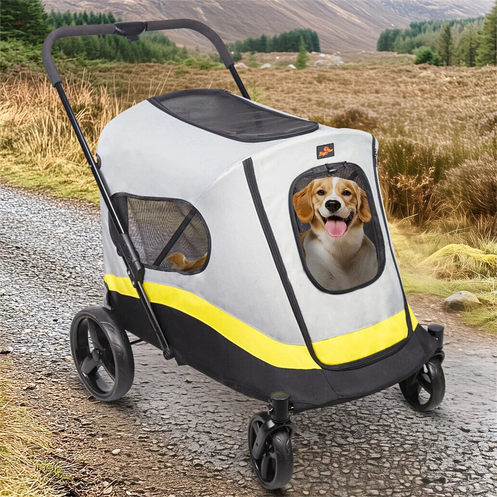 Foldable Dog Stroller Lightweight Portable Travel Carrier with Durable Frame for Small to Medium Dogs
