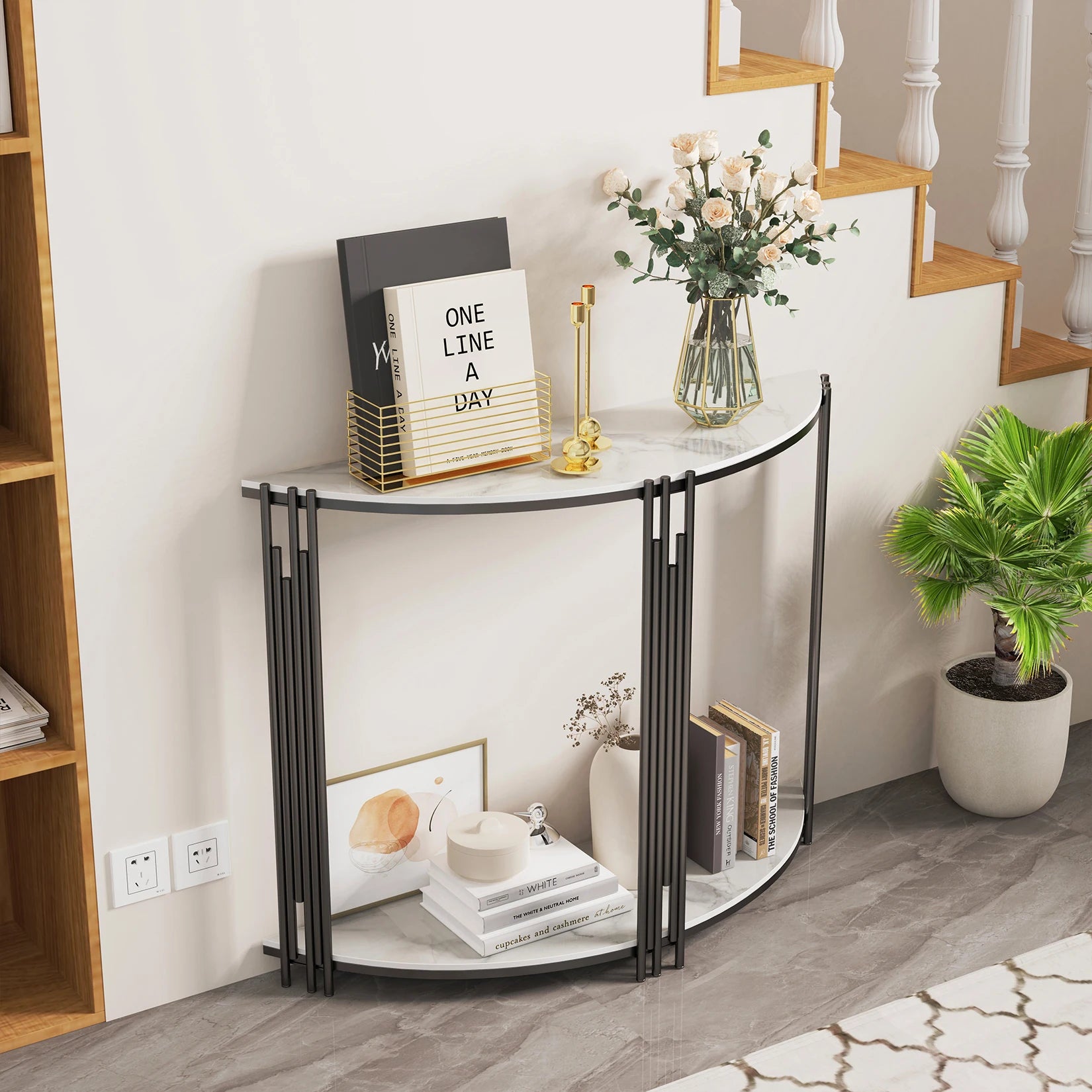 Half Moon Marble Console Table