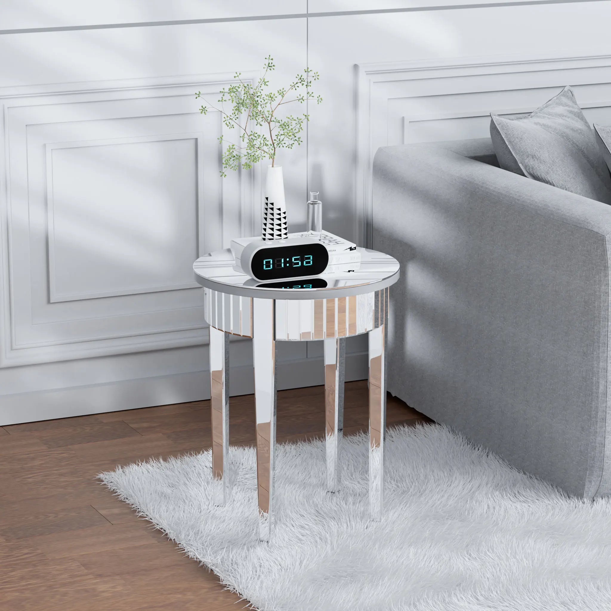 Mirrored Round Side Table