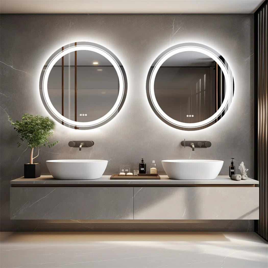 HD Round Bathroom Mirror High-Definition Reflection with Anti-Fog and LED Lighting