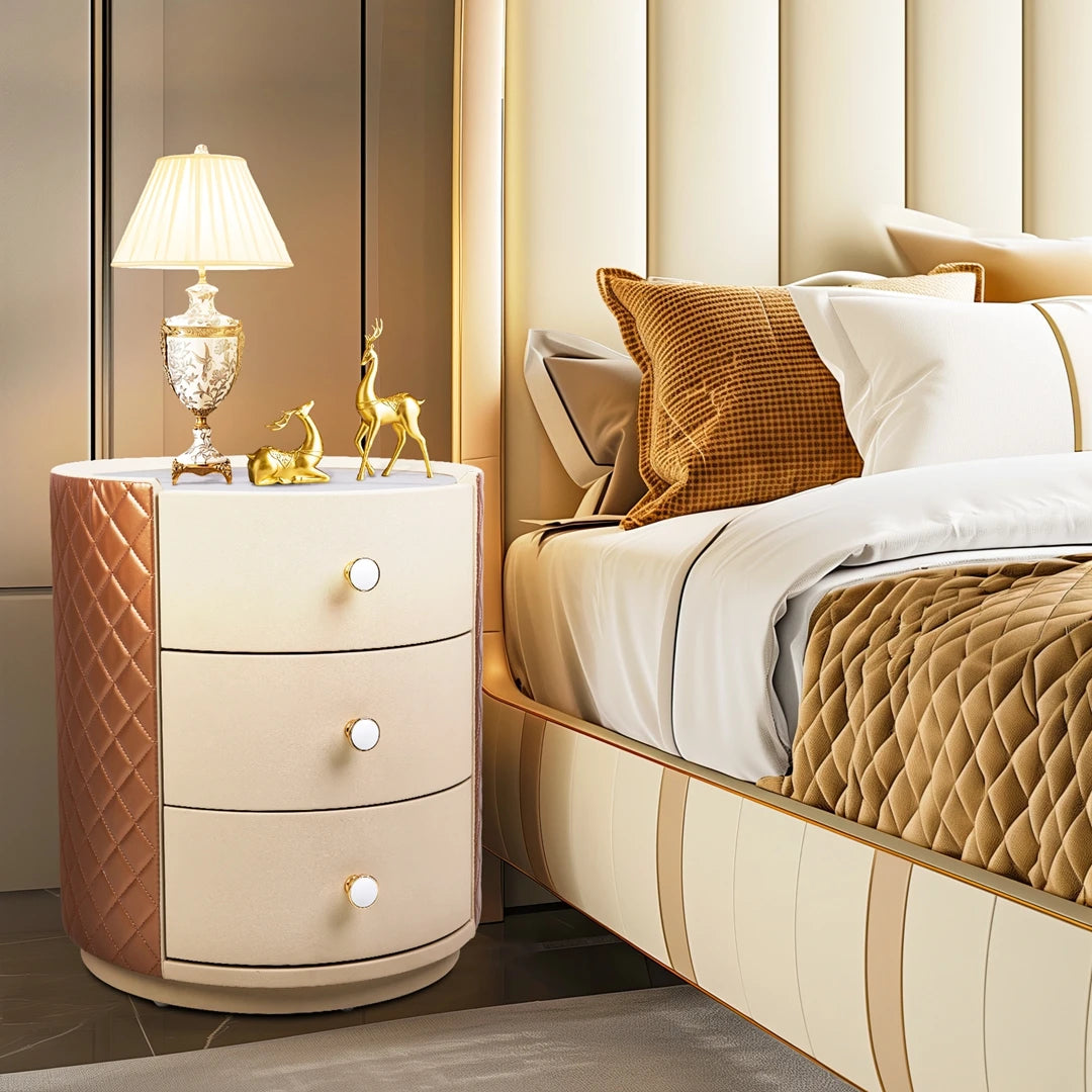 Round Sintered Stone Nightstand