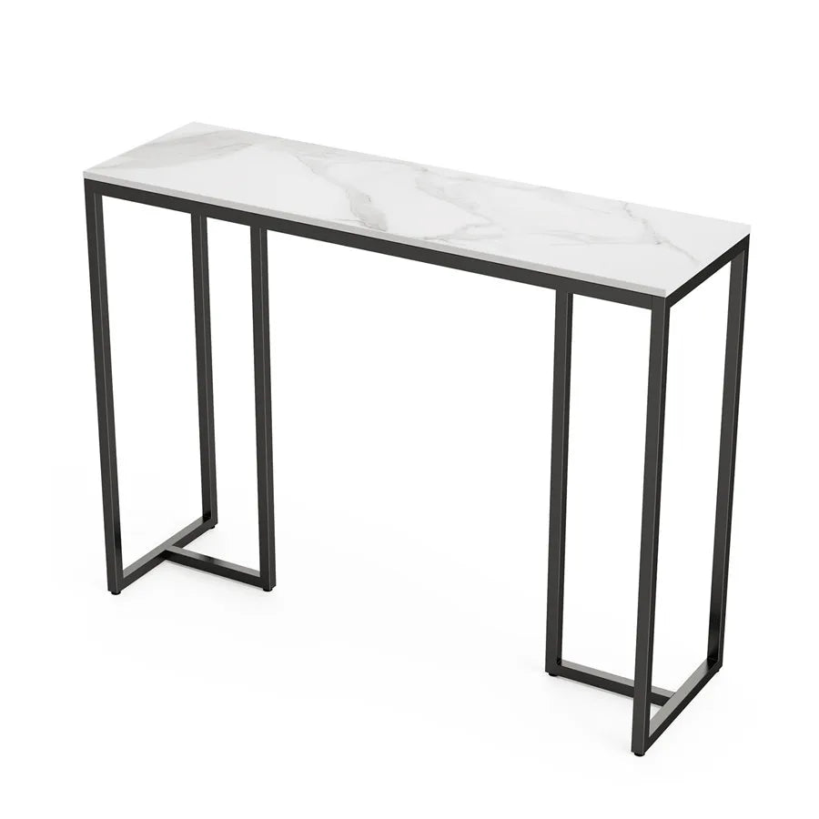 Slim Marble Look Console Table Sleek and Space-Saving Design with Elegant Stone Finish