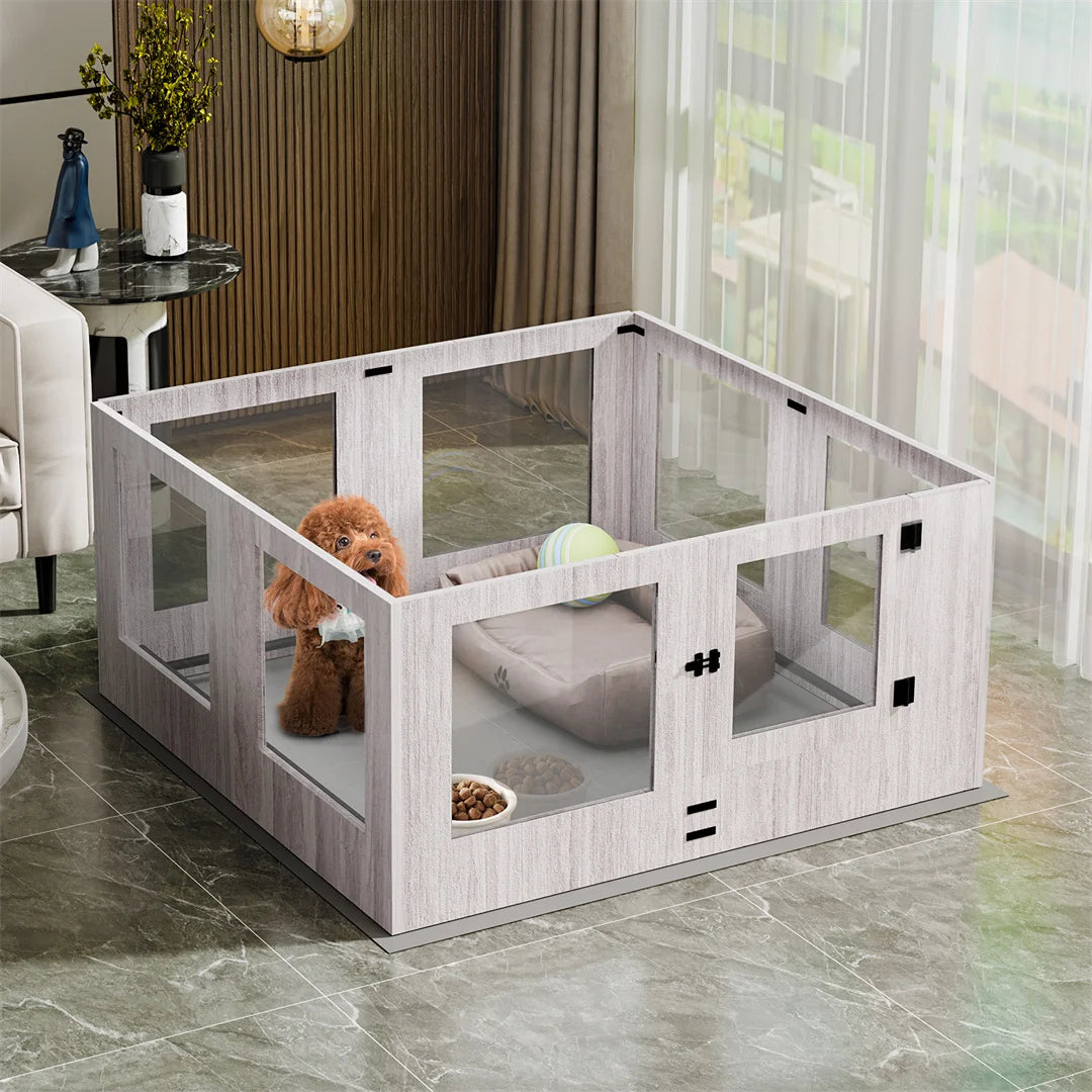 Tempered Glass Whelping Box Safe and Stylish Birthing Pen for Dogs and Puppies