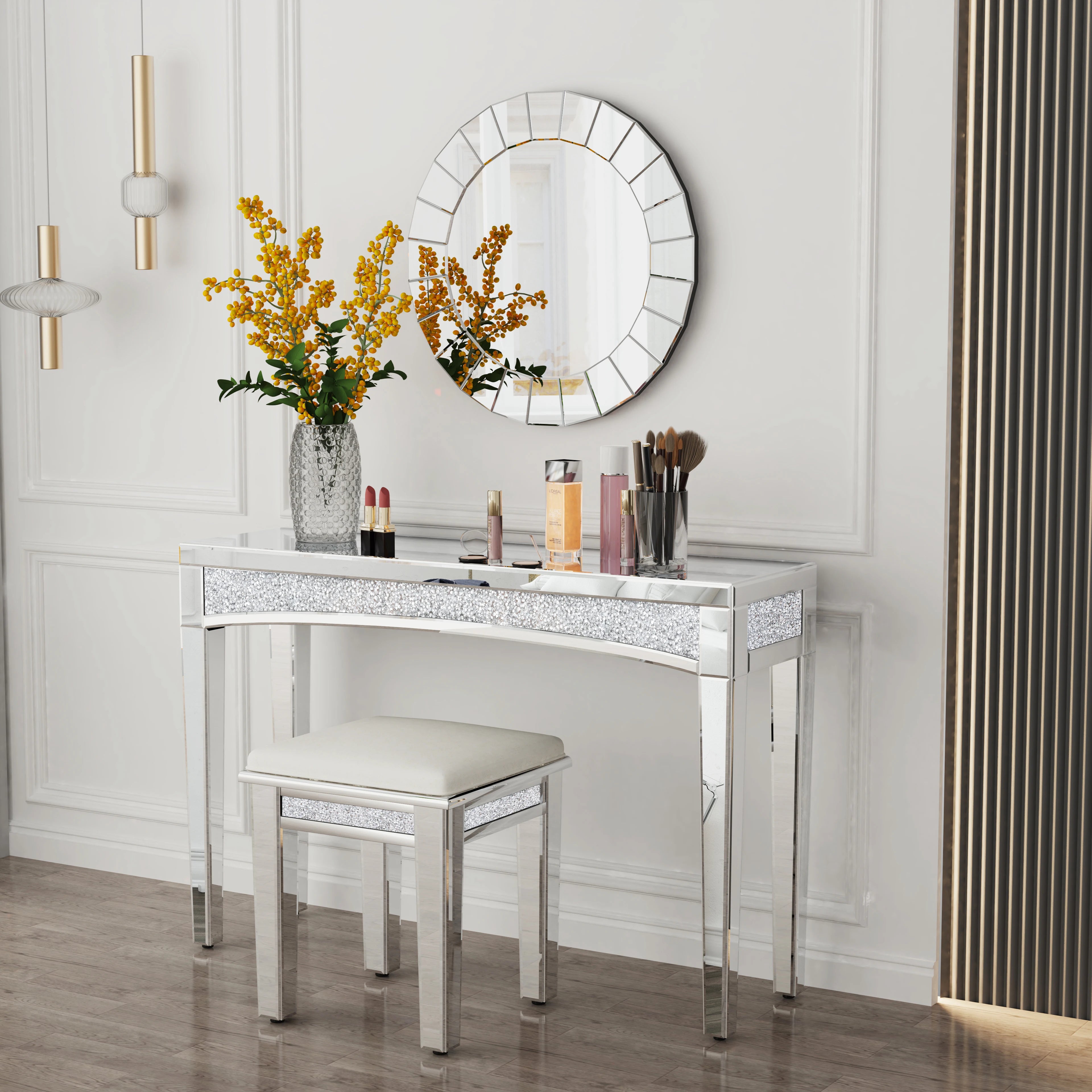 Silver Mirror Console Table