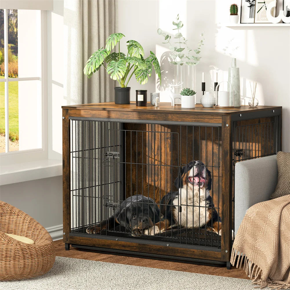 Rustic Wooden Dog Crate