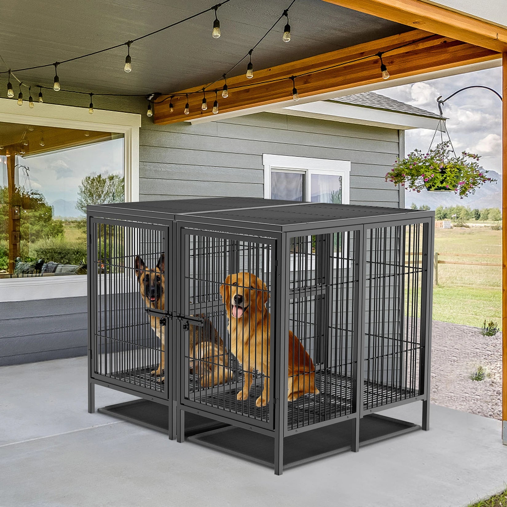 Oversized Iron Dog Cage Heavy Duty Secure and Spacious Crate for Large Dogs