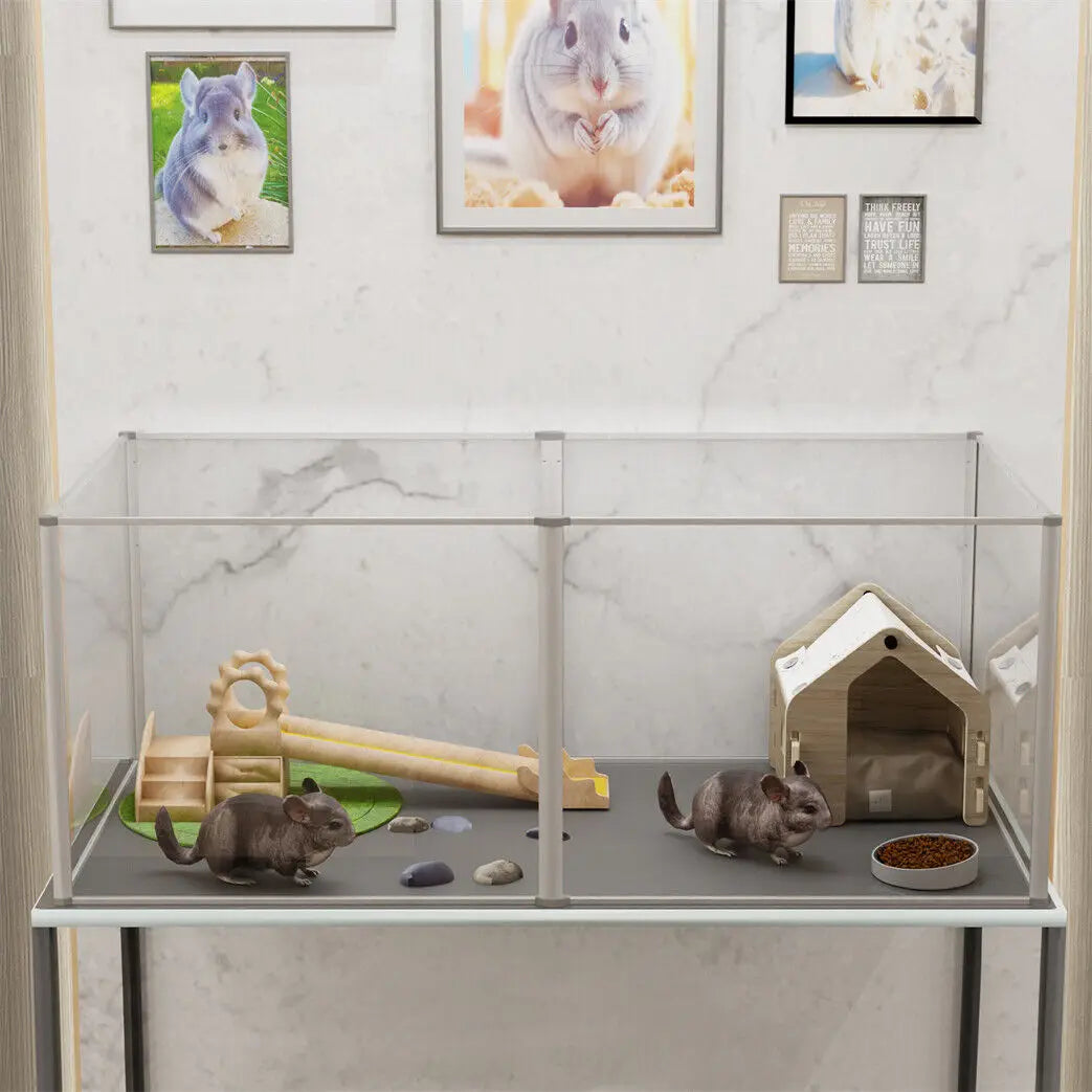 6-Panel Acrylic Pet Playpen Transparent and Spacious Enclosure for Small Pets