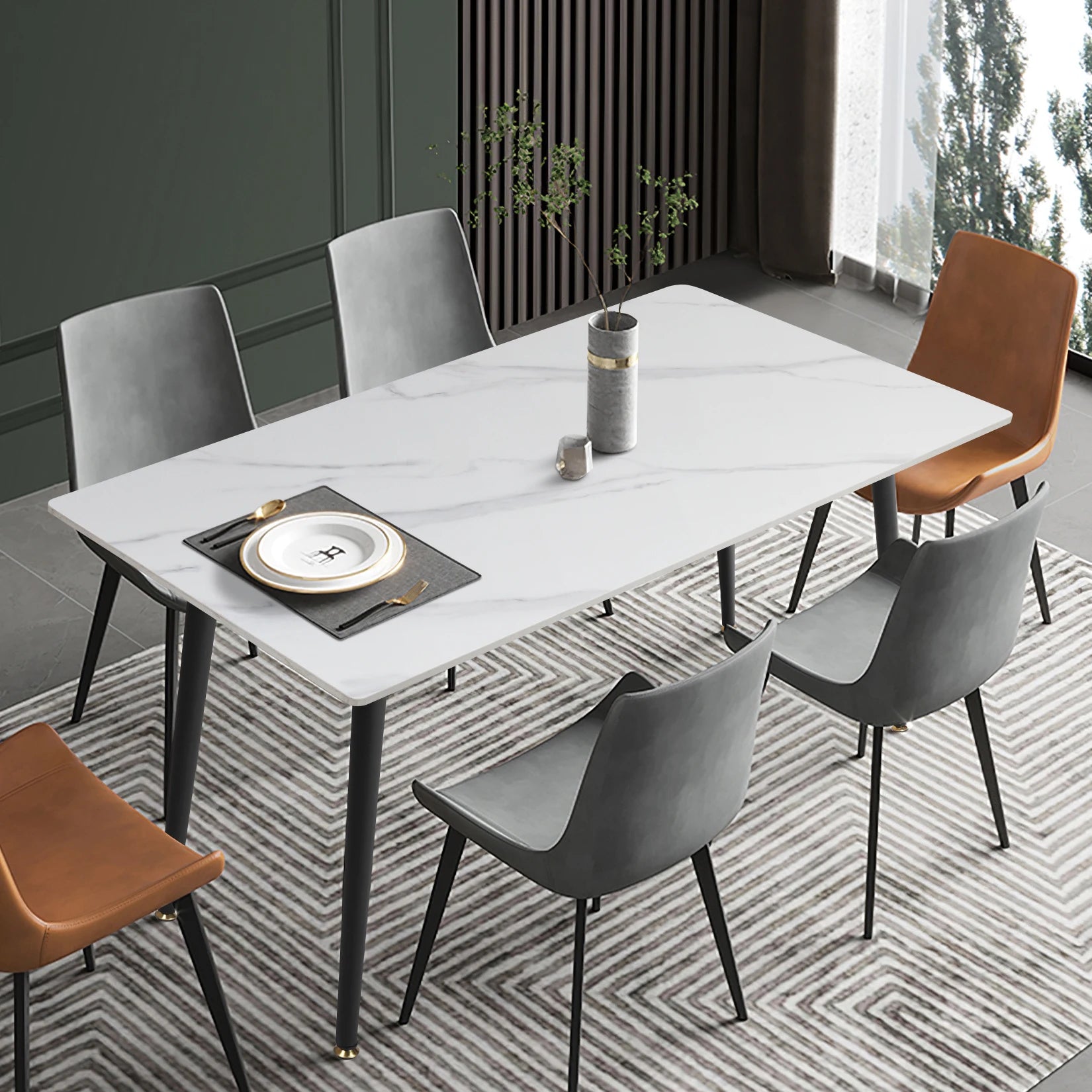Modern Rectangle Dining Table Sleek Design with Durable Surface and Sturdy Frame for Stylish Dining Rooms
