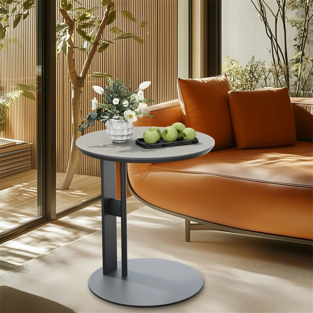 Colorblock Leather End Table
