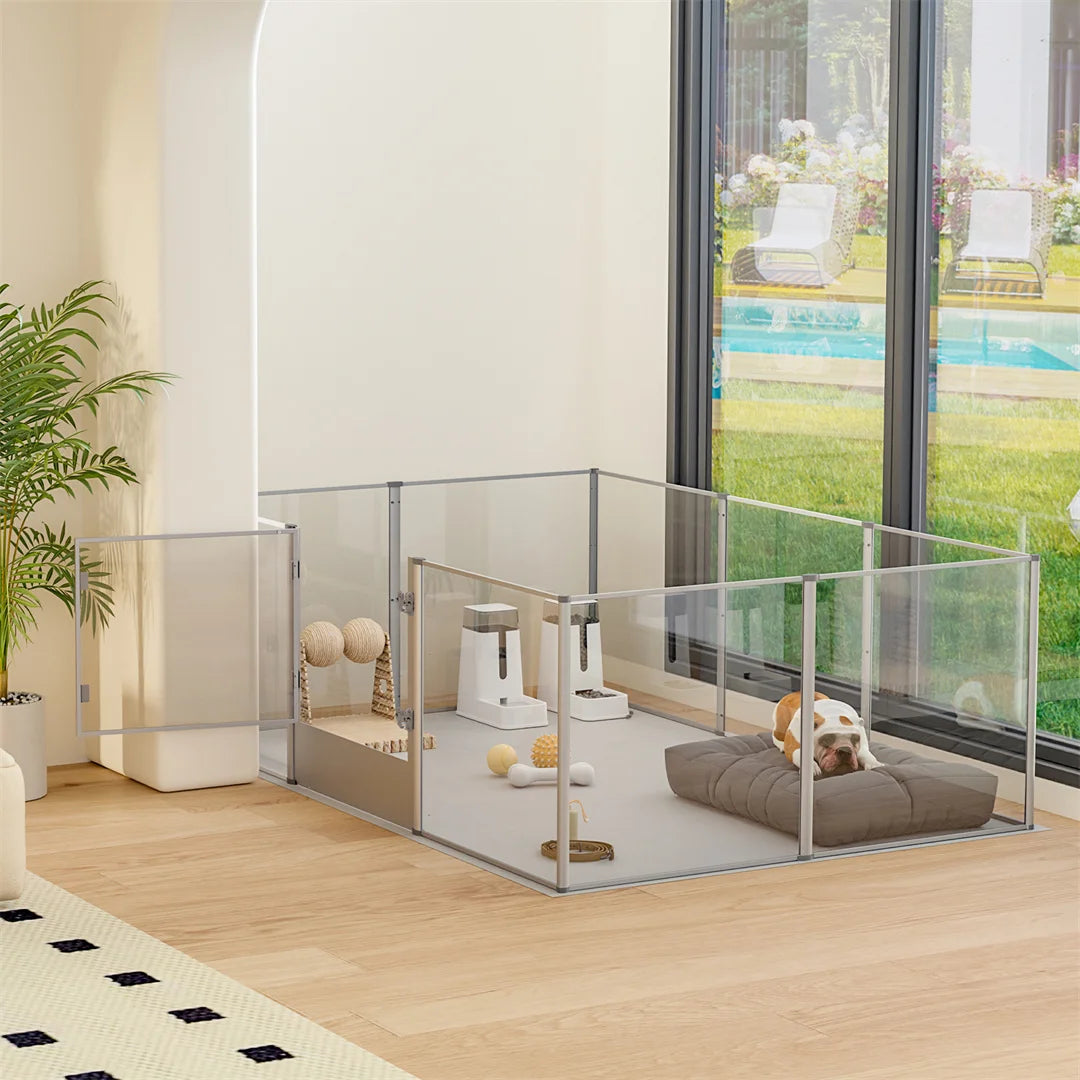 Clear Acrylic Dog Playpen Modern Safe and Stylish Pet Enclosure for Small Dogs and Puppies