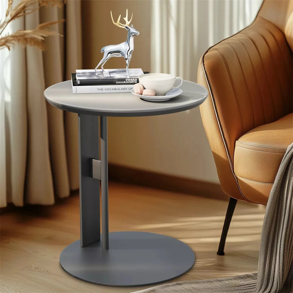 Colorblock Leather End Table