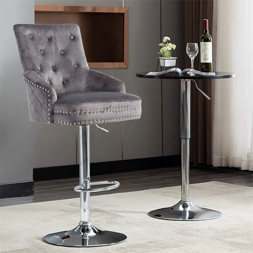 Luxury Velvet Swivel Bar Stool