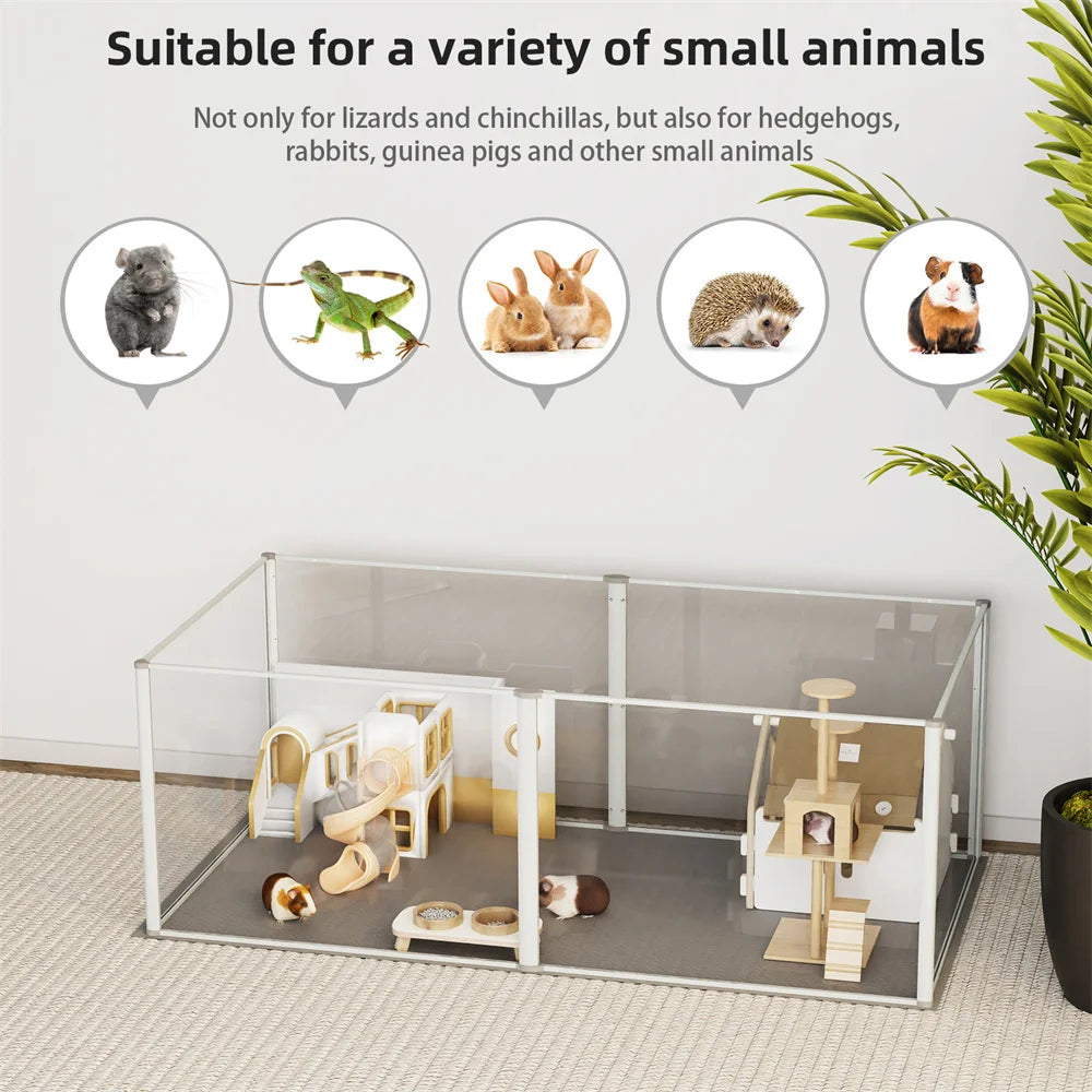 6-Panel Acrylic Pet Playpen Transparent and Spacious Enclosure for Small Pets
