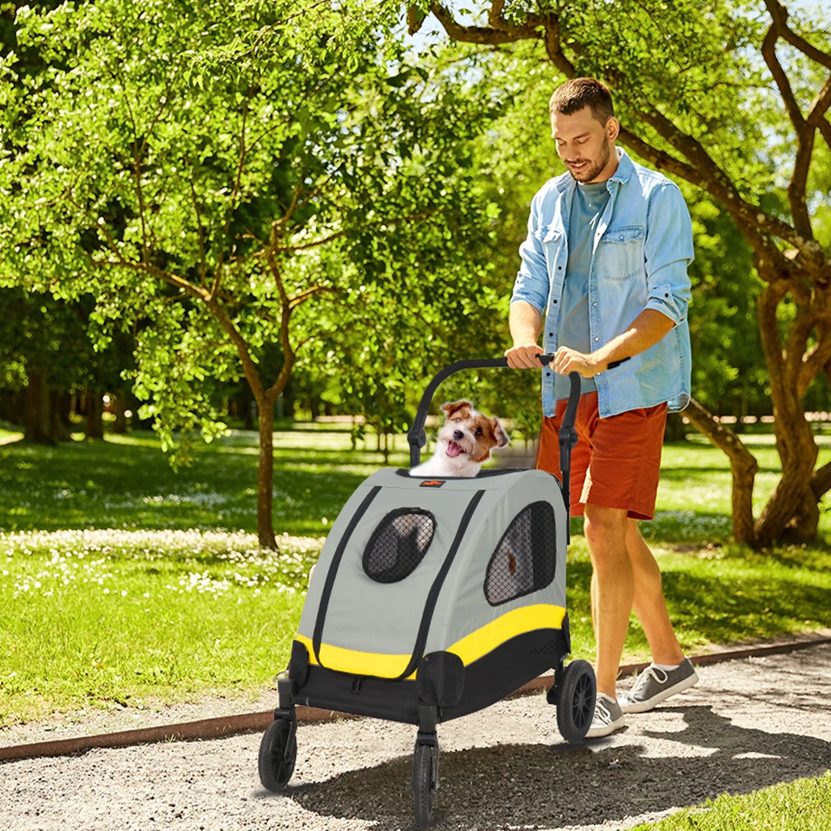 Pet Portable Jogger Lightweight Foldable Running Stroller for Small to Medium Dogs