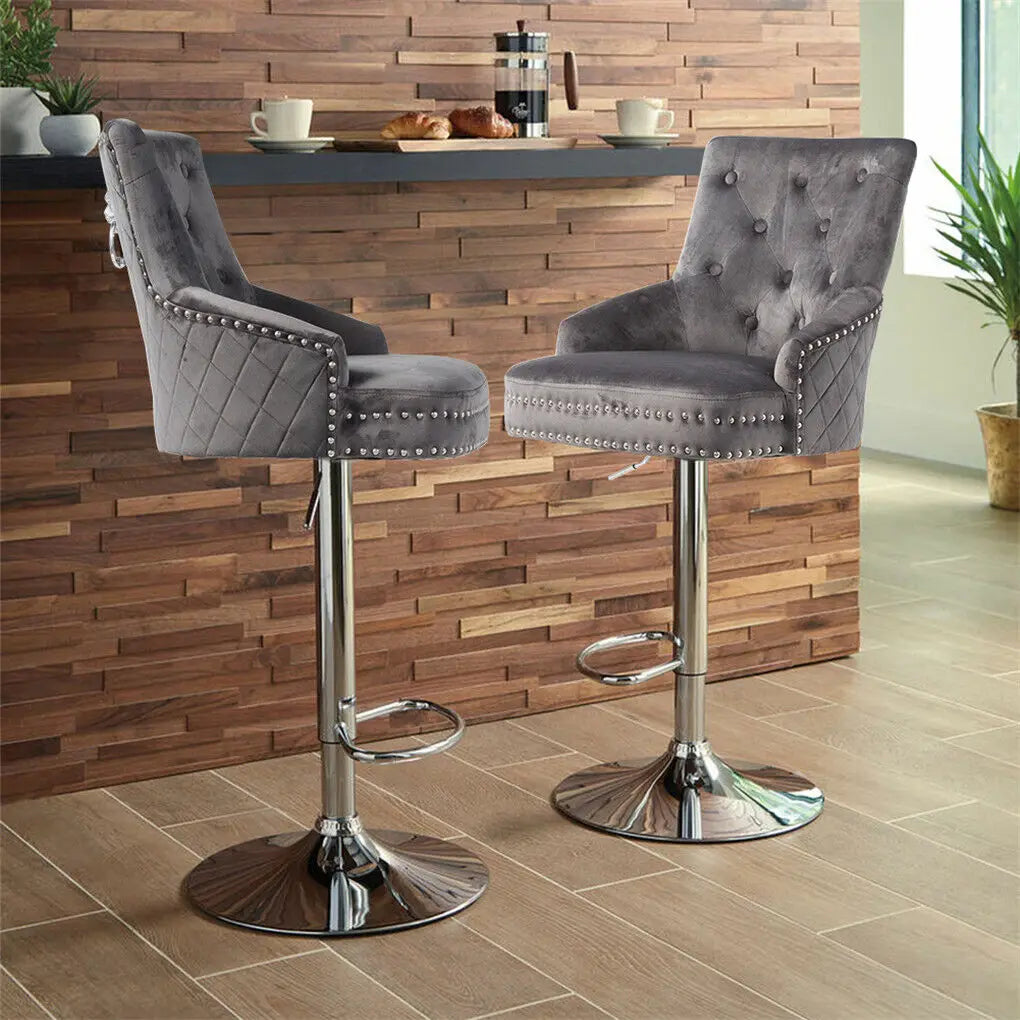 Luxury Velvet Swivel Bar Stool