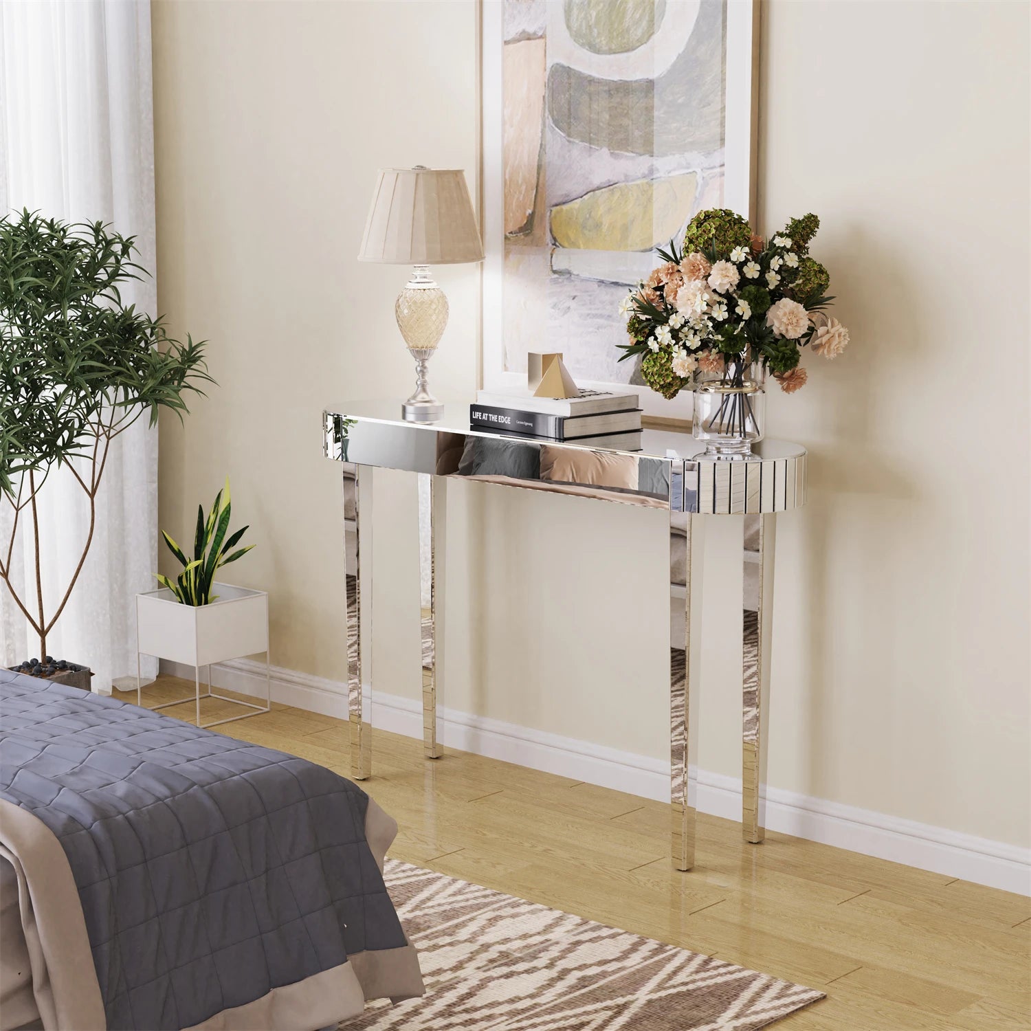 Silver Mirrored Console Table