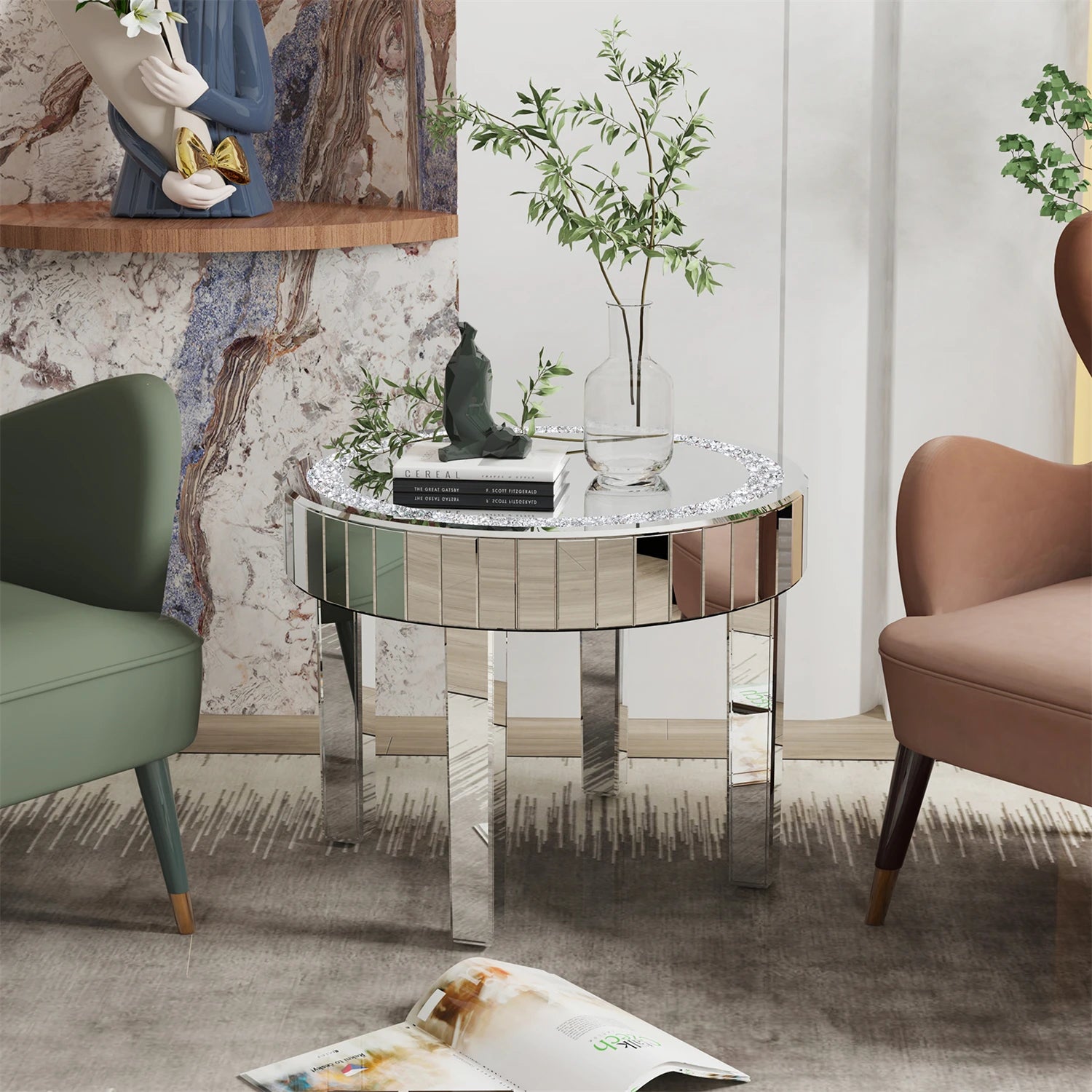 Crushed Crystal Mirror Table