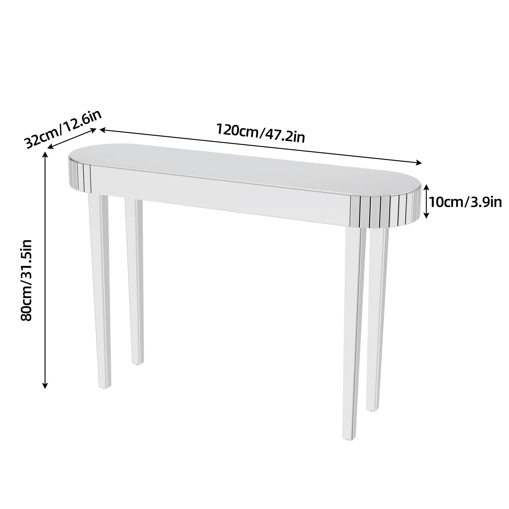 Silver Mirrored Console Table