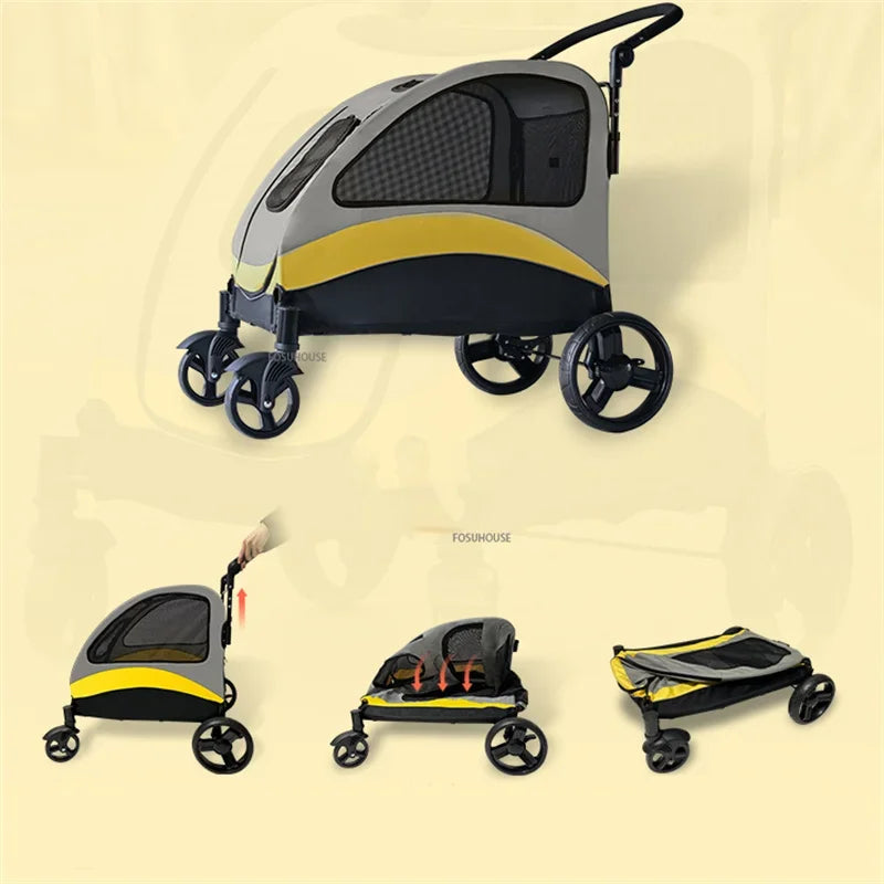 Nordic 4-Wheel Pet Stroller Lightweight Foldable Travel Carrier for Small Dogs and Cats