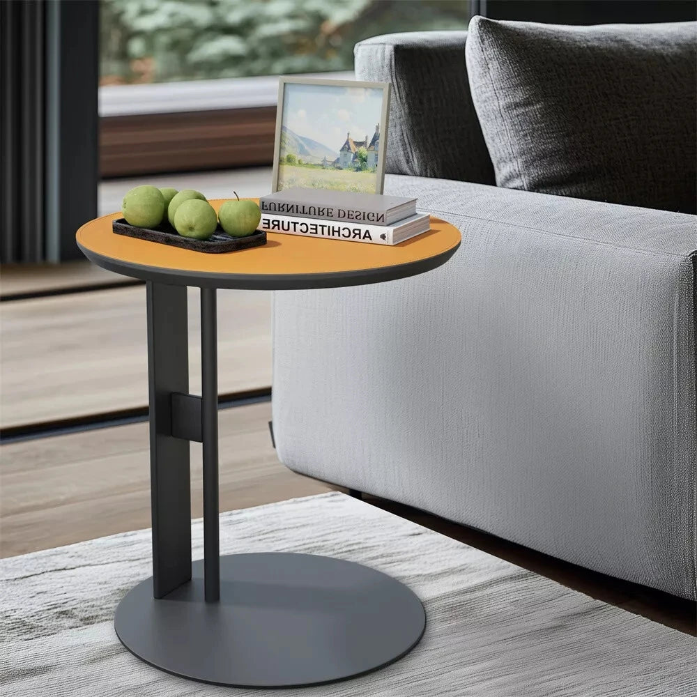 Colorblock Leather End Table