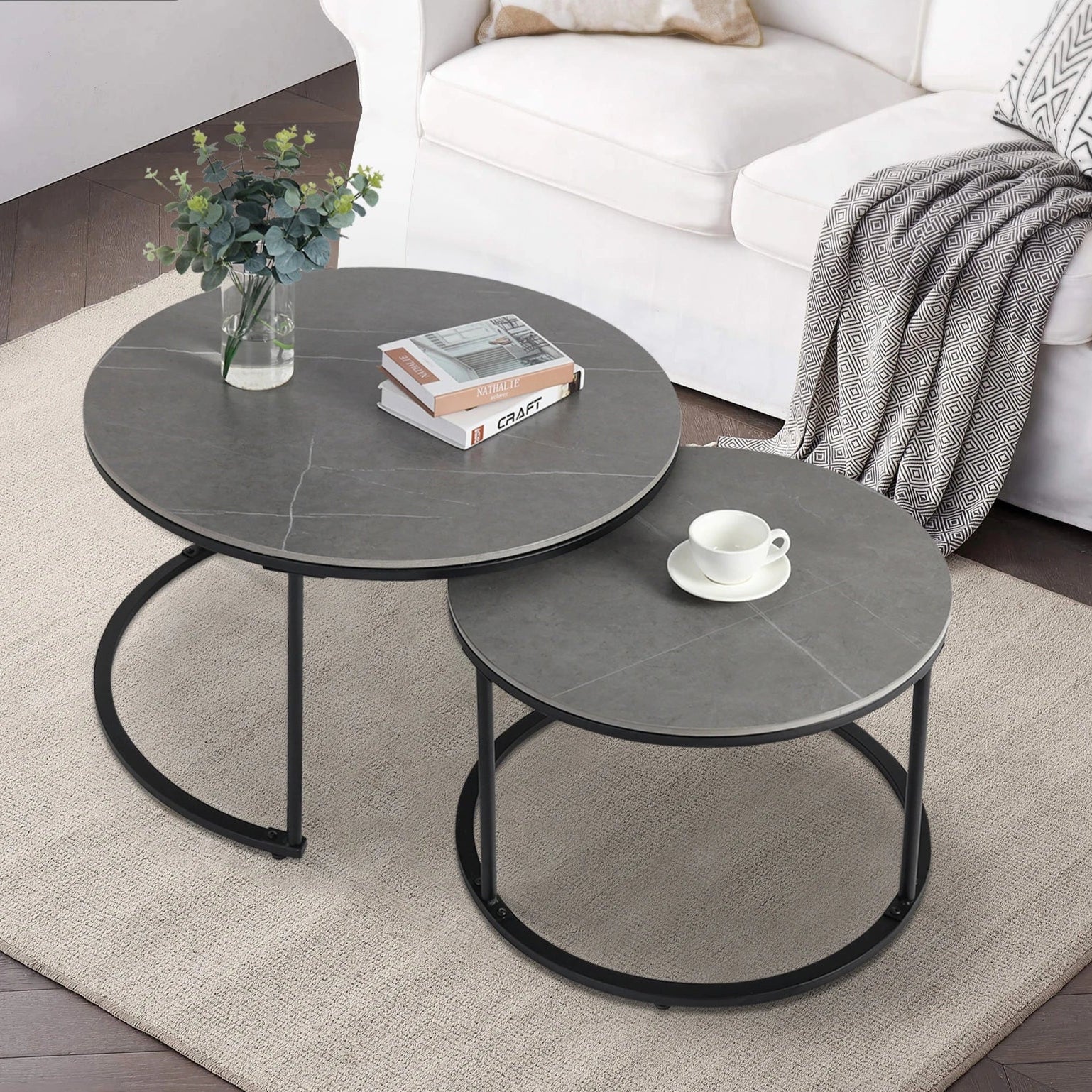 Sintered Stone Accent Tables Set Durable Heat-Resistant Surfaces with Modern Stylish Design