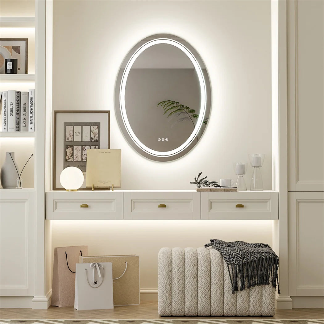 Touch Sensor Makeup Mirror with Adjustable LED Lighting and Anti-Fog Feature for Perfect Reflection