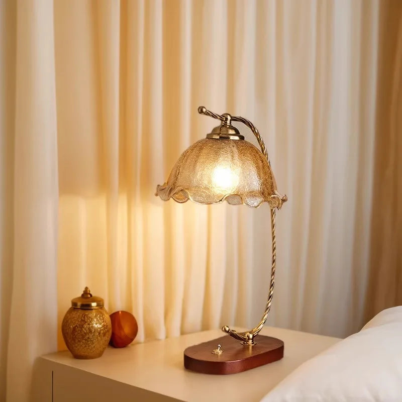 Retro Wood Desk Lamp Vintage-Inspired Design with Warm Ambient Lighting for Home and Office