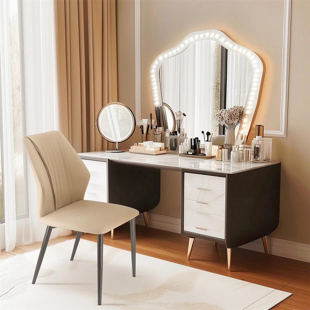 Elegant Dining Microfiber Chairs Soft Upholstered Seating with Sturdy Frame for Luxurious Comfort