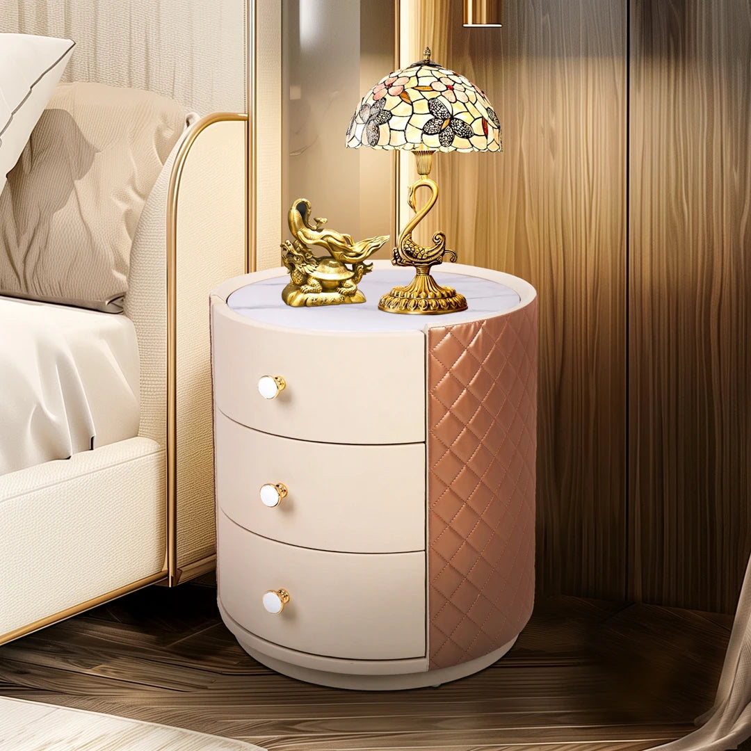 Round Sintered Stone Nightstand