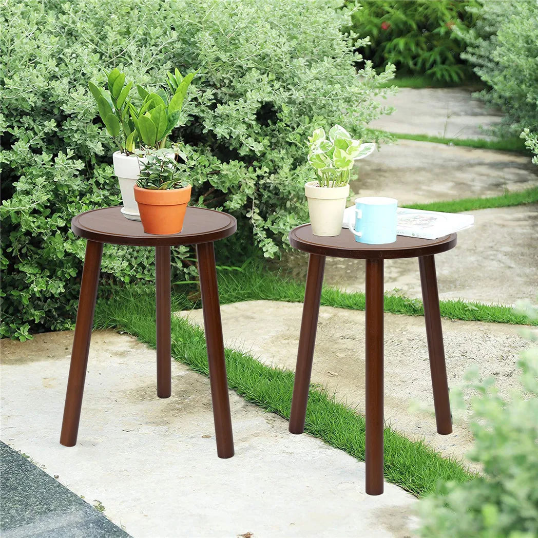 : Bamboo Round Plant Stand