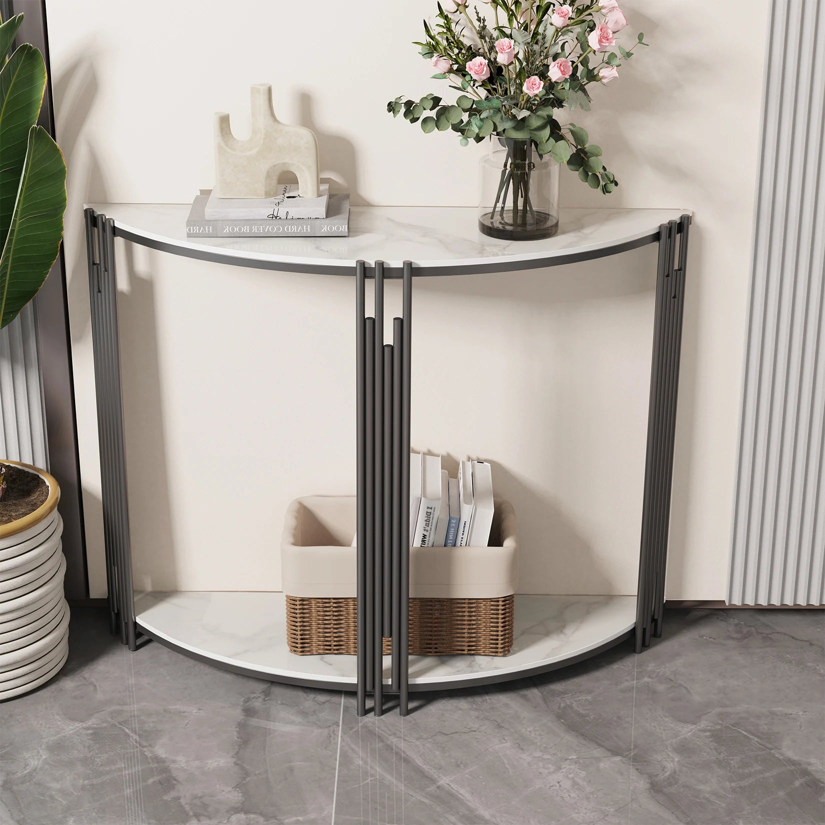 Half Moon Marble Console Table
