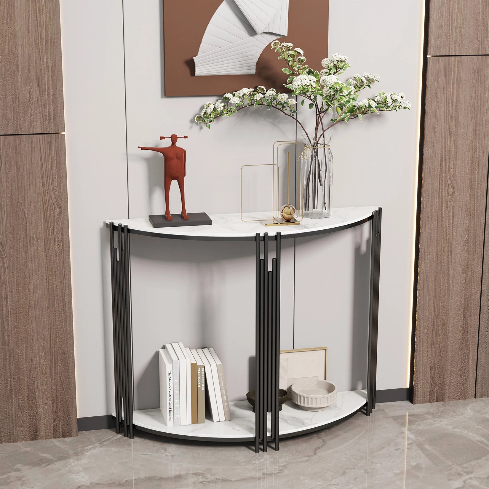 Half Moon Marble Console Table