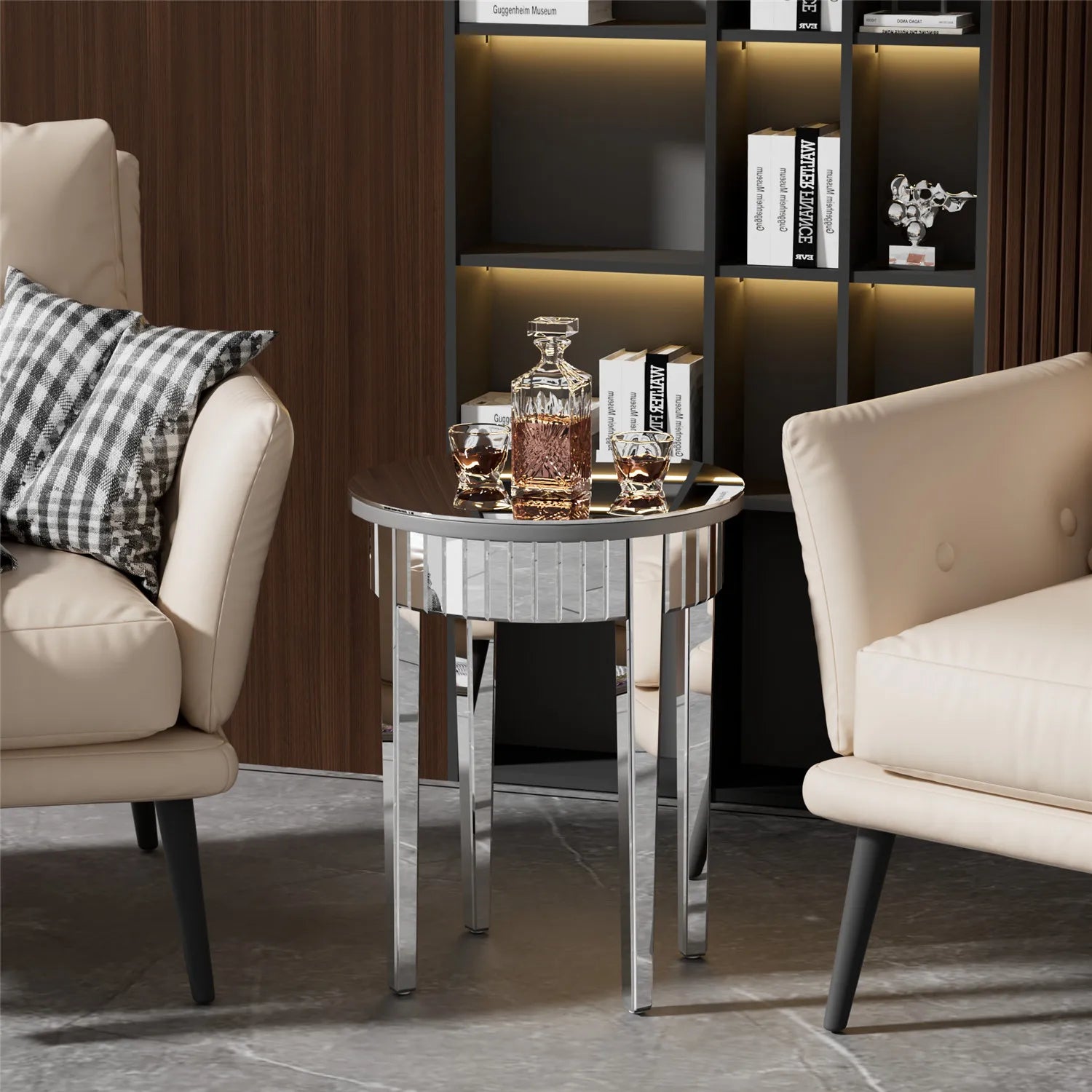 Mirrored Round Side Table