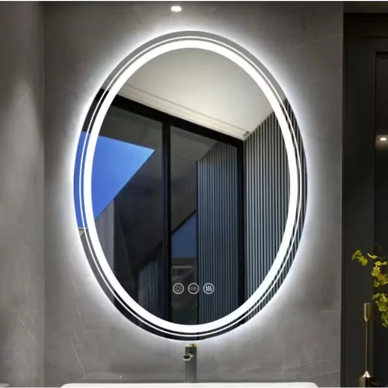 Oval LED Bathroom Mirror Modern Design with Energy-Efficient Lighting and Anti-Fog Feature