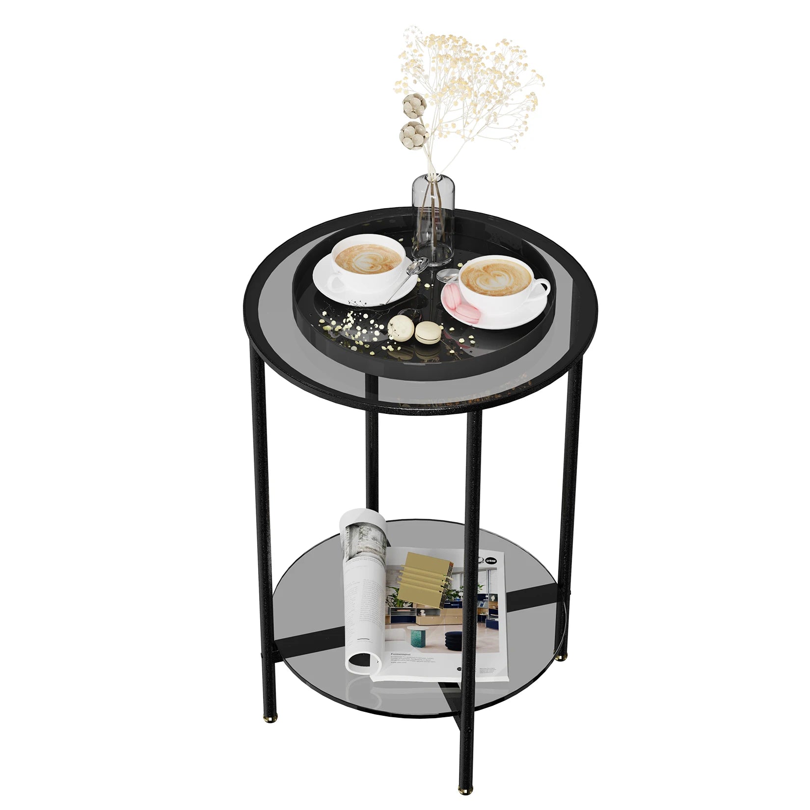 Modern 2-Tier Round Coffee Table