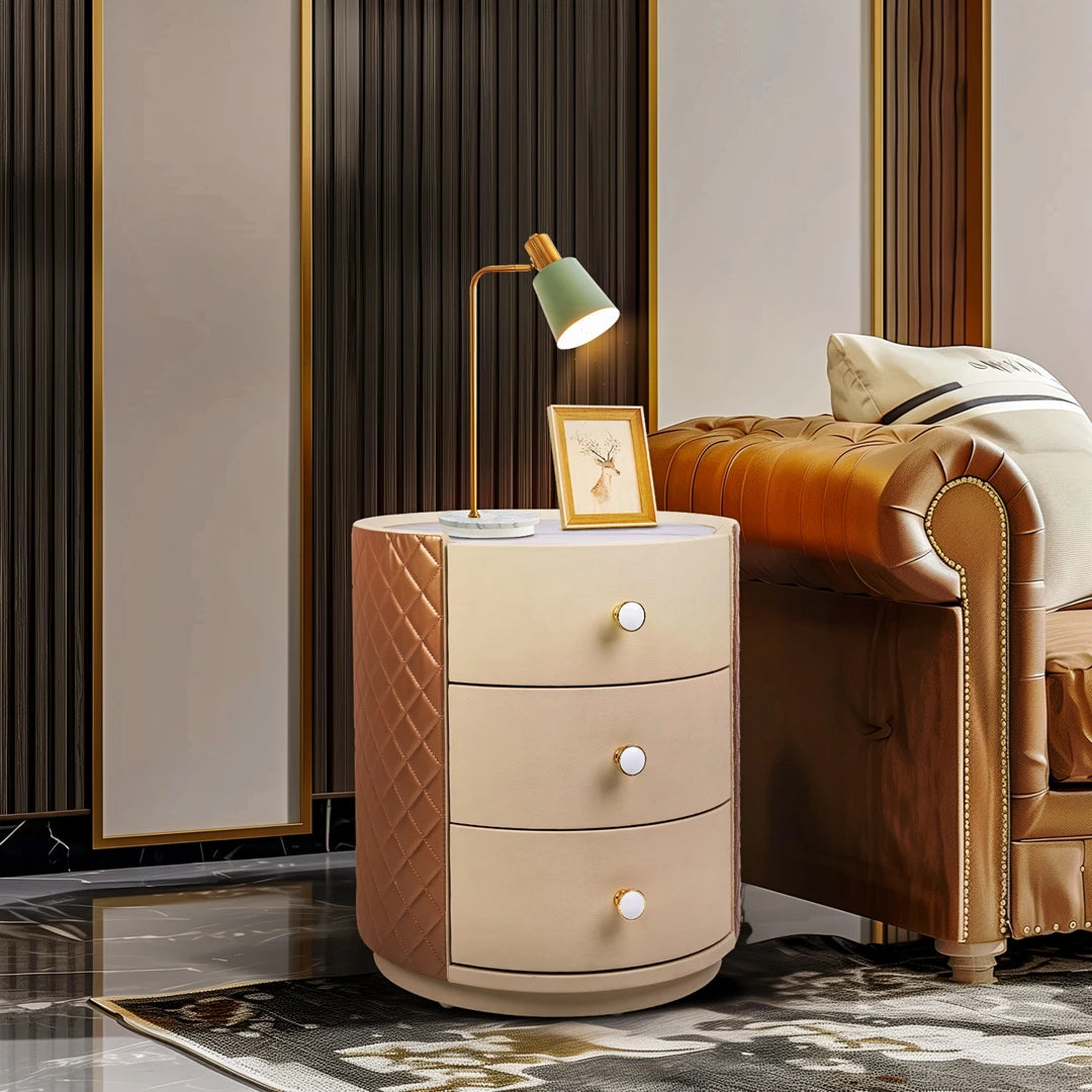 Round Sintered Stone Nightstand