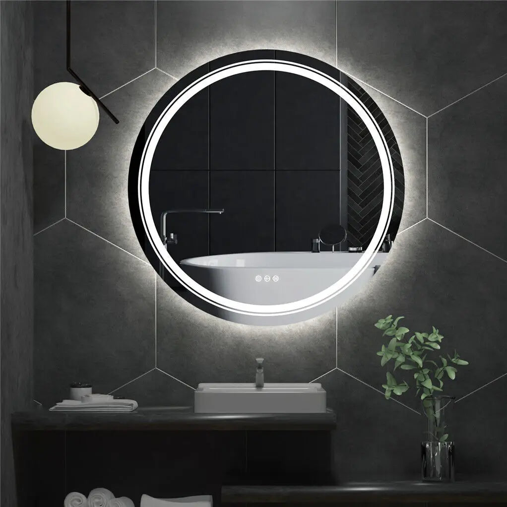 HD Round Bathroom Mirror High-Definition Reflection with Anti-Fog and LED Lighting