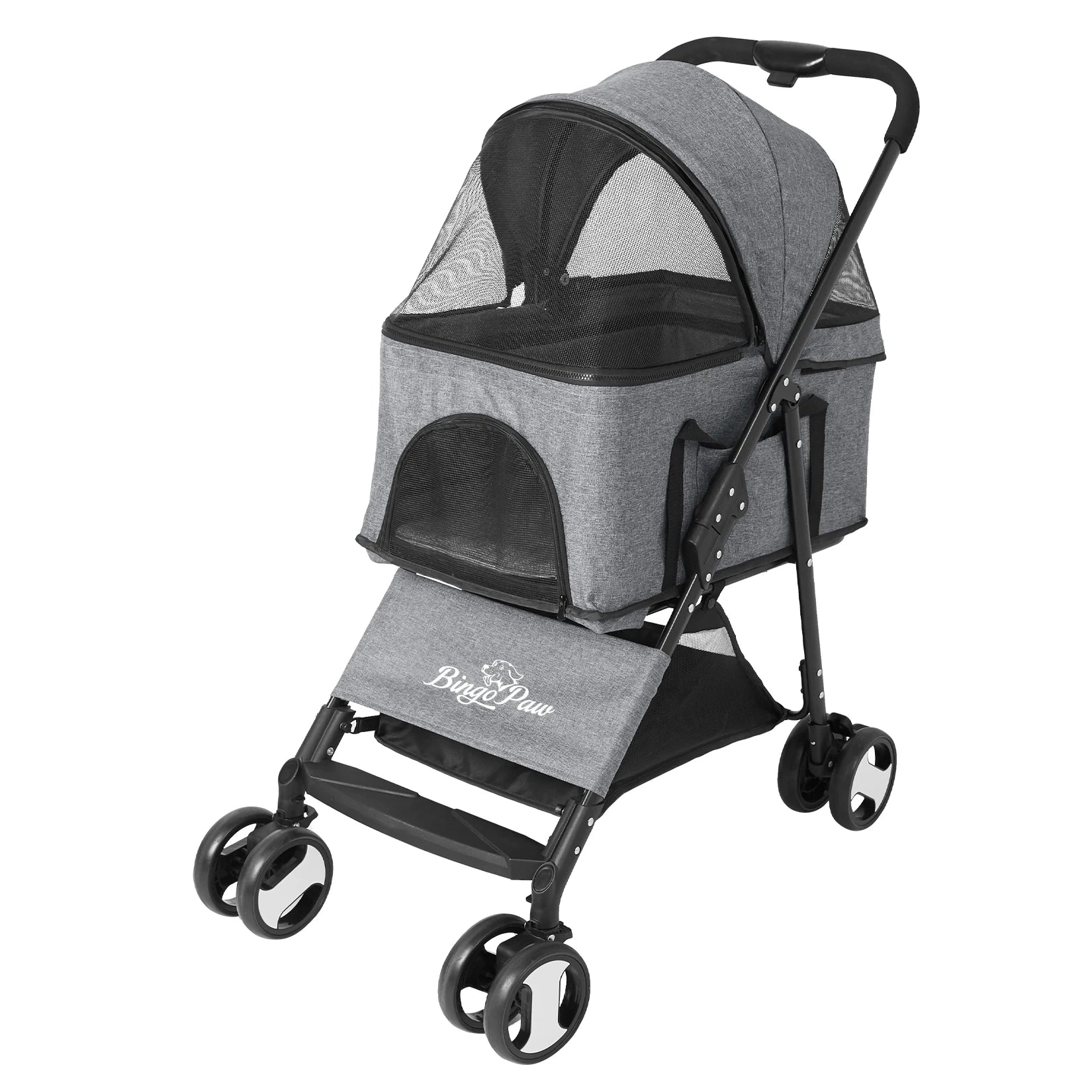 Luxury Foldable Pet Stroller Lightweight Travel Carrier with Comfortable Seating for Small Dogs and Cats
