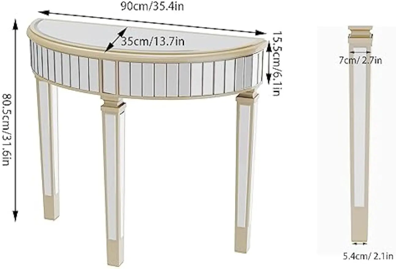 Half-Moon Mirrored Console Table