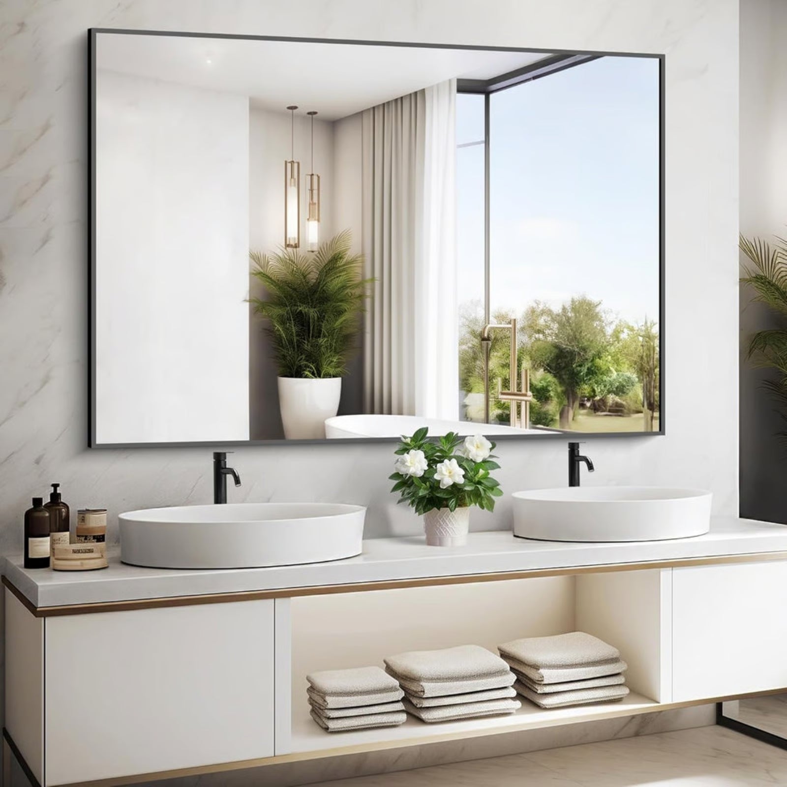 Black Rectangle Mirror